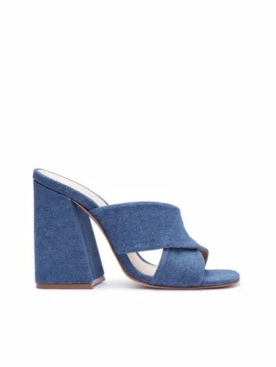 SCHUTZ Shoes - Schutz Callie Blue Denim Block Heel Sandal Blue US 8